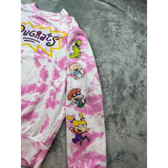 Nickelodeon Rugrats Mens Medium Tie-Dye Pink Sweatshirt Tommy Pickles Chuckie - Picture 4 of 9